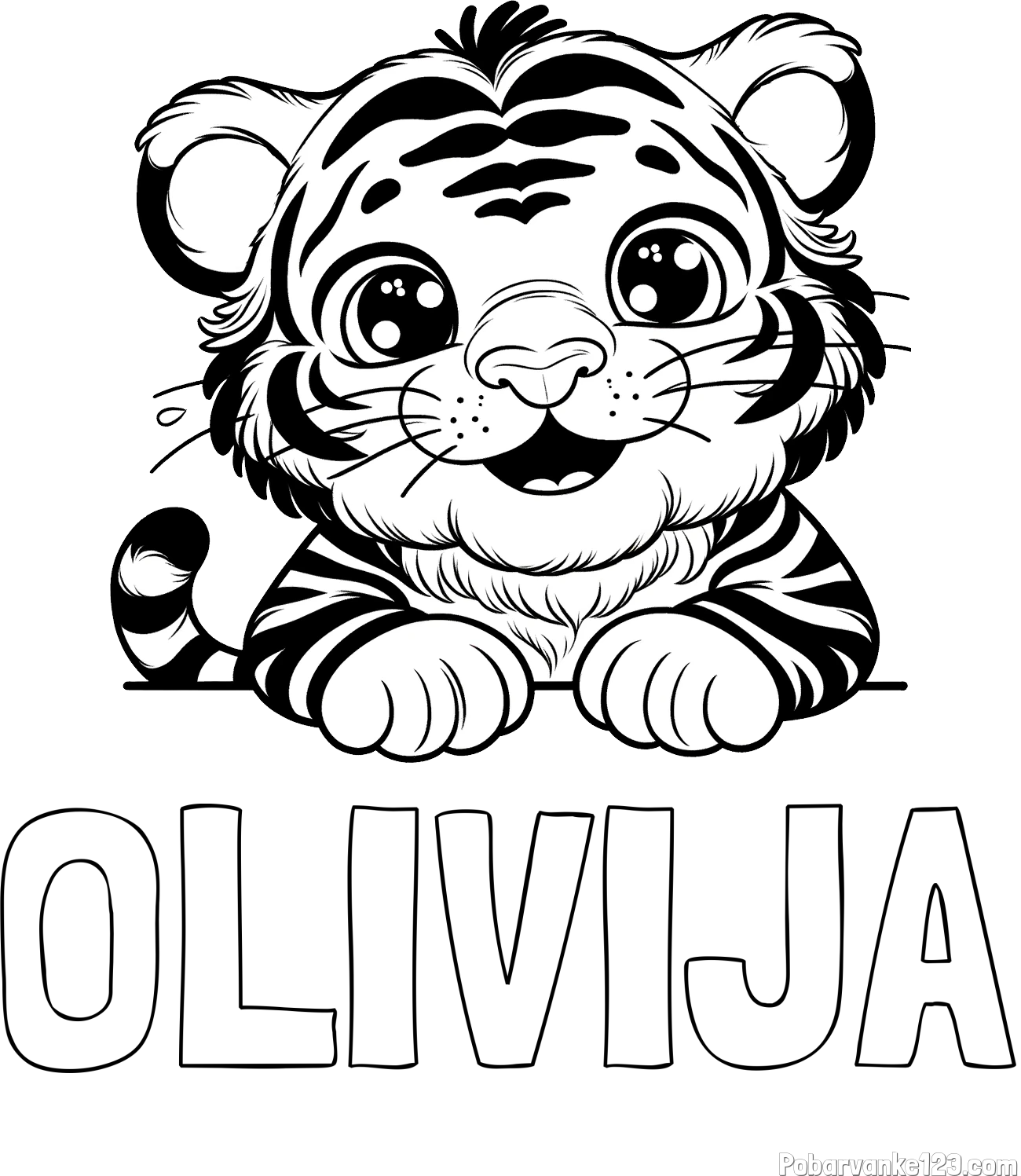 Pobarvanka imena OLIVIJA in pobarvanka tigrček