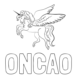 Online izdelana pobarvanka - Pobarvanka imena ONČAO in lepa pobarvanka samoroga