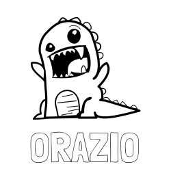 Online izdelana pobarvanka - Pobarvanka imena ORAZIO in pobarvanka strašnega dinozavra