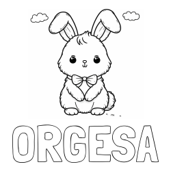 Online izdelana pobarvanka - Pobarvanka imena ORGESA in pobarvanka prikupnega zajčka