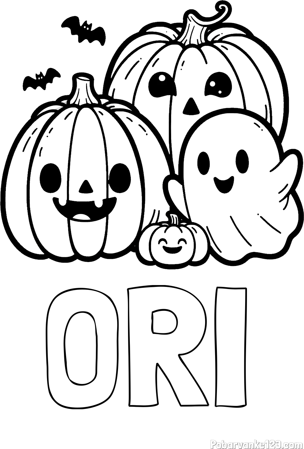 Pobarvanka imena ORI in pobarvanka duhca in buč za noč čarovnic