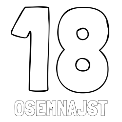 Online izdelana pobarvanka - Pobarvanka imena OSEMNAJST in pobarvanka številke osemnajst (18)