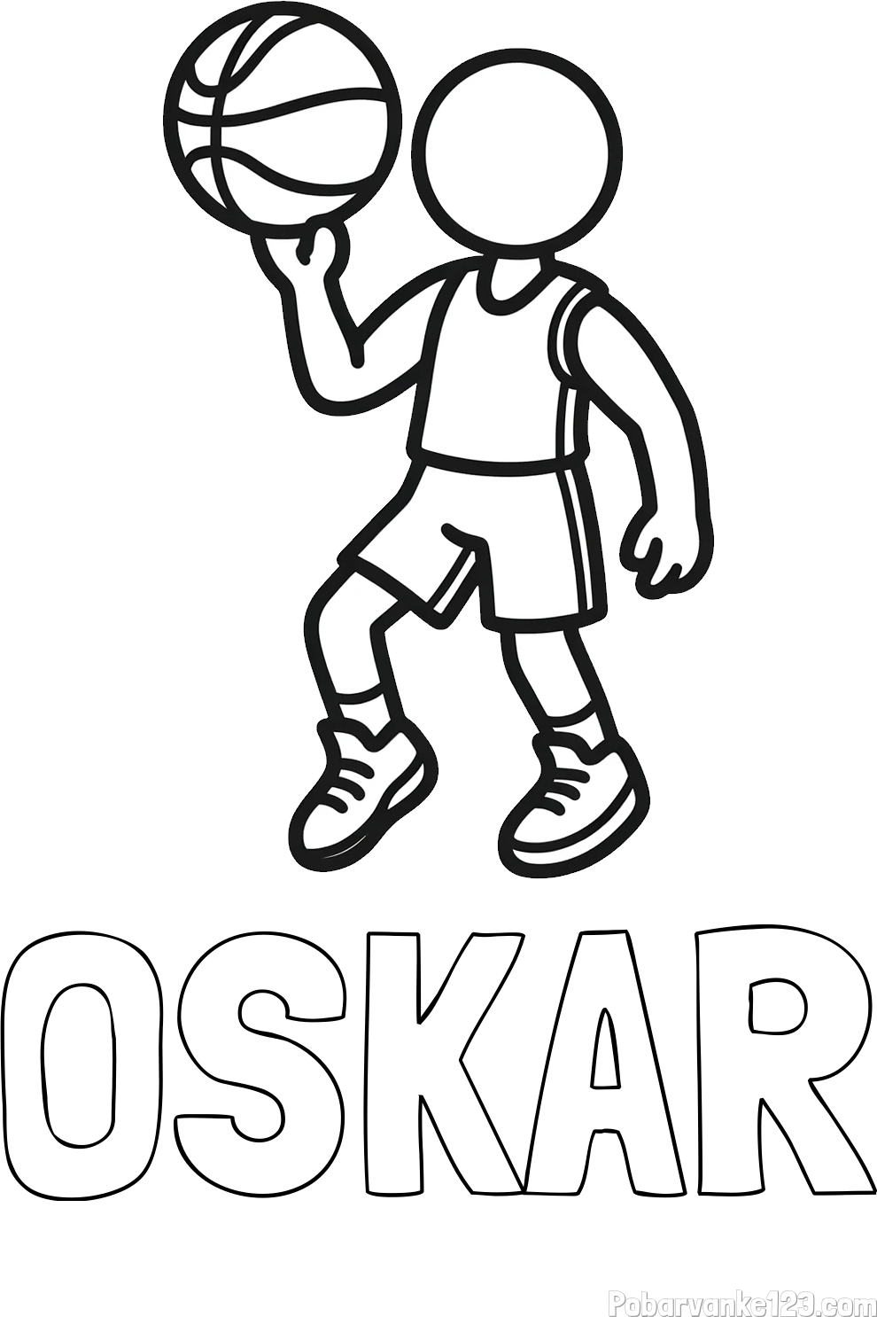 Pobarvanka imena OSKAR in otroška pobarvanka košarkarja