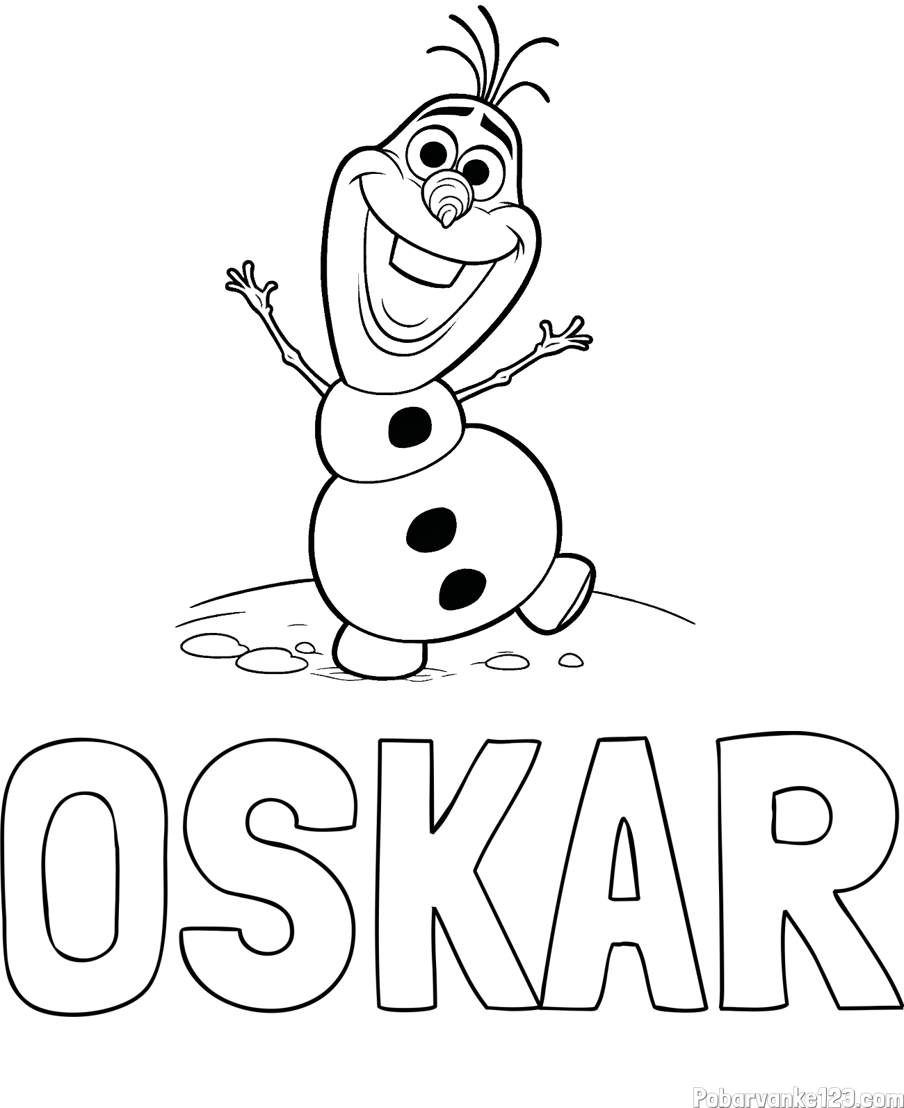 Pobarvanka imena OSKAR in pobarvaka lubkega snežaka Olaf