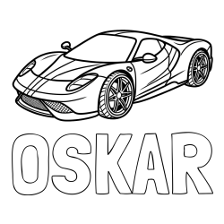 Pobarvanka imena OSKAR in pobarvanka dirkalnega avtomobila