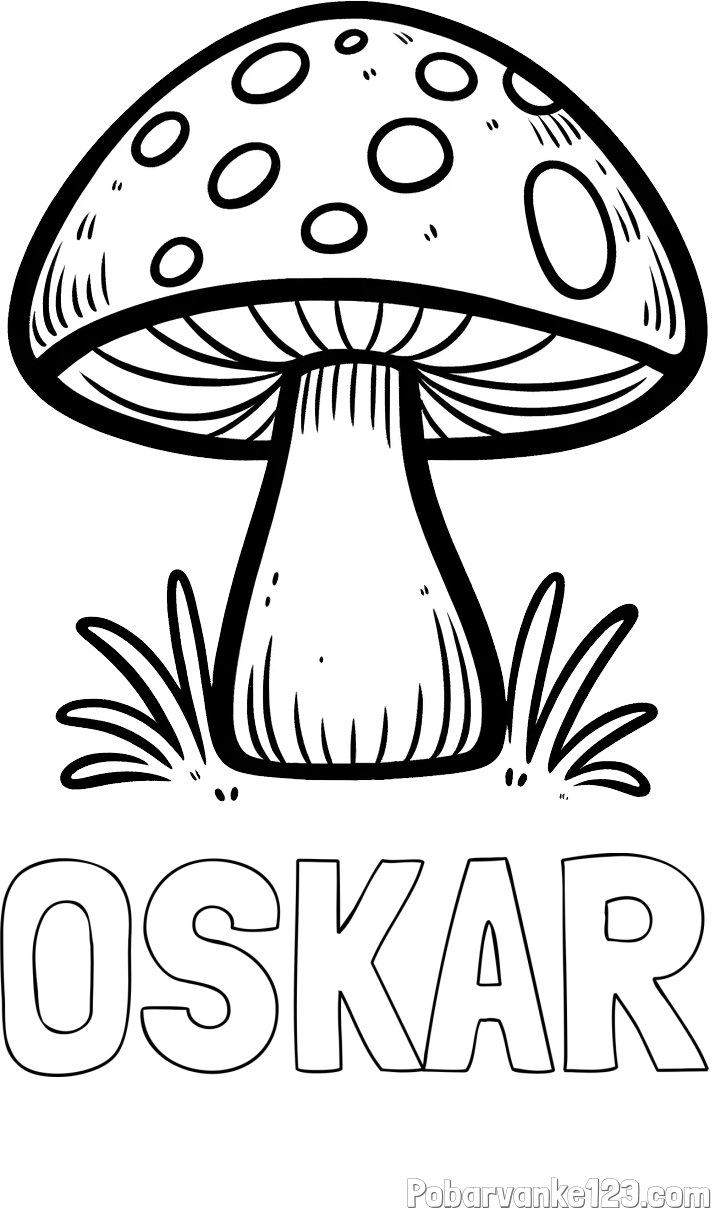 Pobarvanka imena OSKAR in pobarvanka gobe