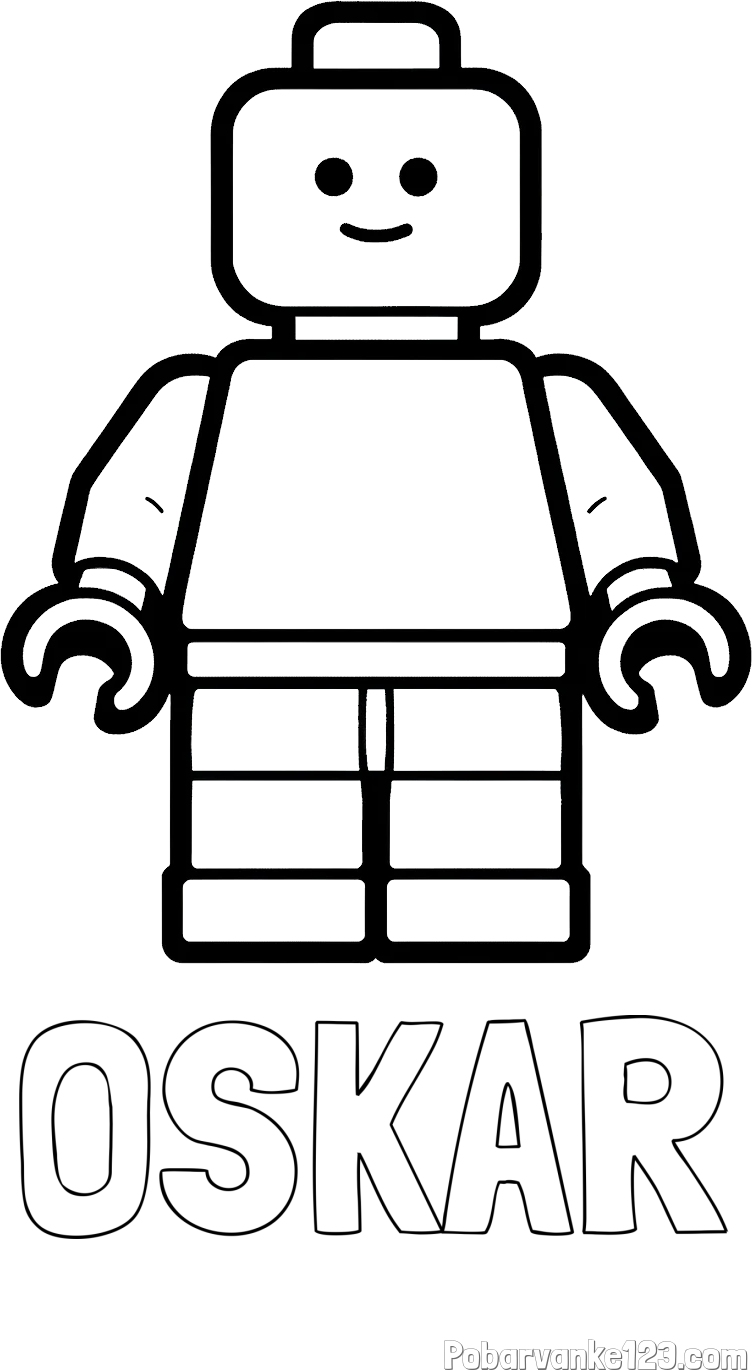 Pobarvanka imena OSKAR in pobarvanka LEGO figurice fanta