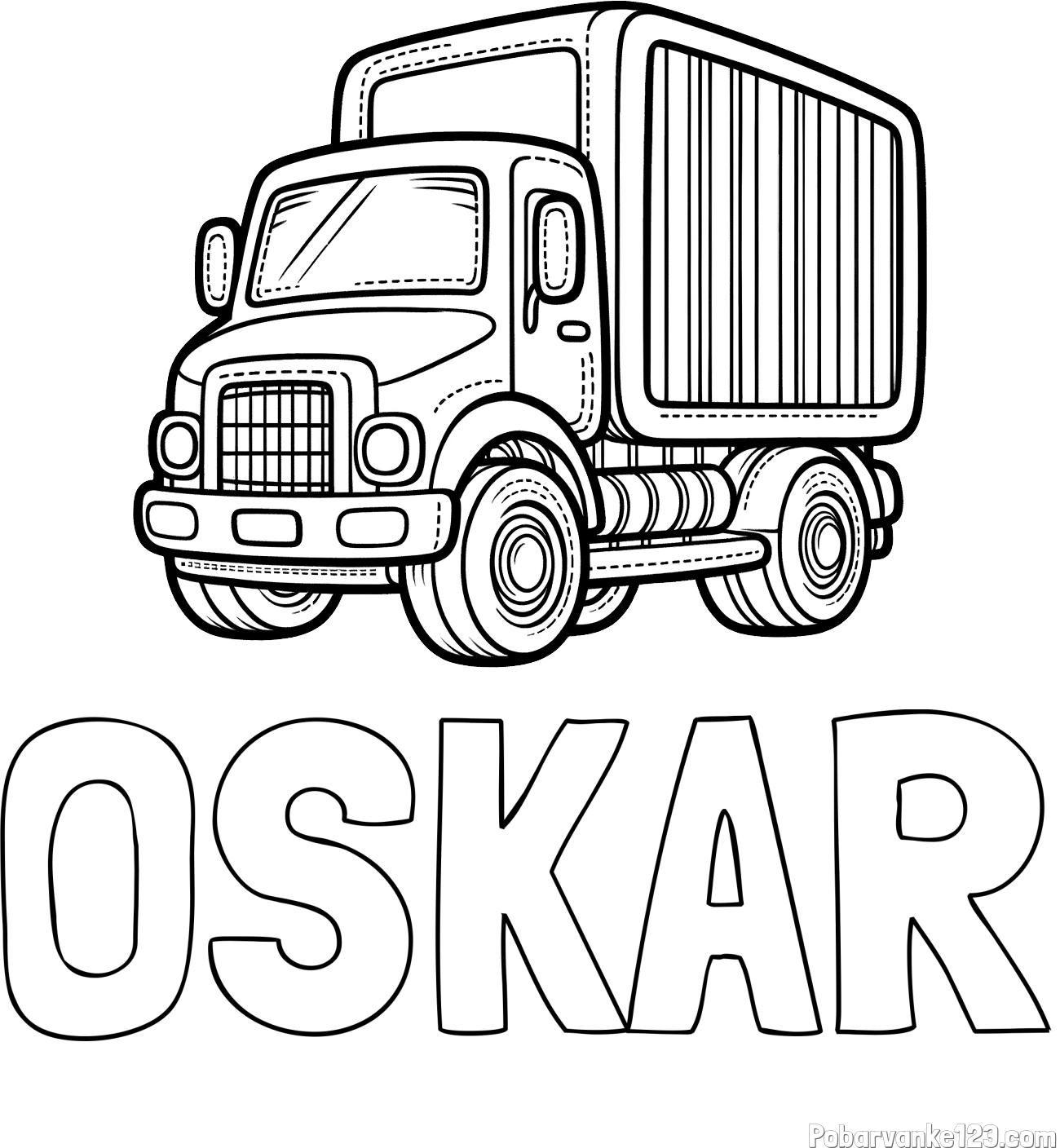 Pobarvanka imena OSKAR in pobarvanka majšega tovornjaka