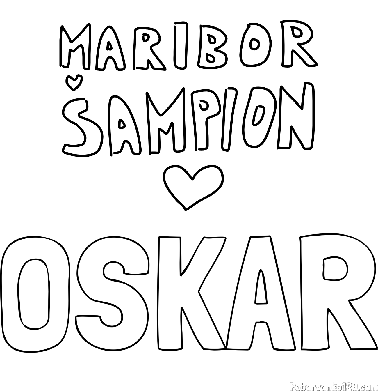 Pobarvanka imena OSKAR in pobarvanka MARIBOR ŠAMPION