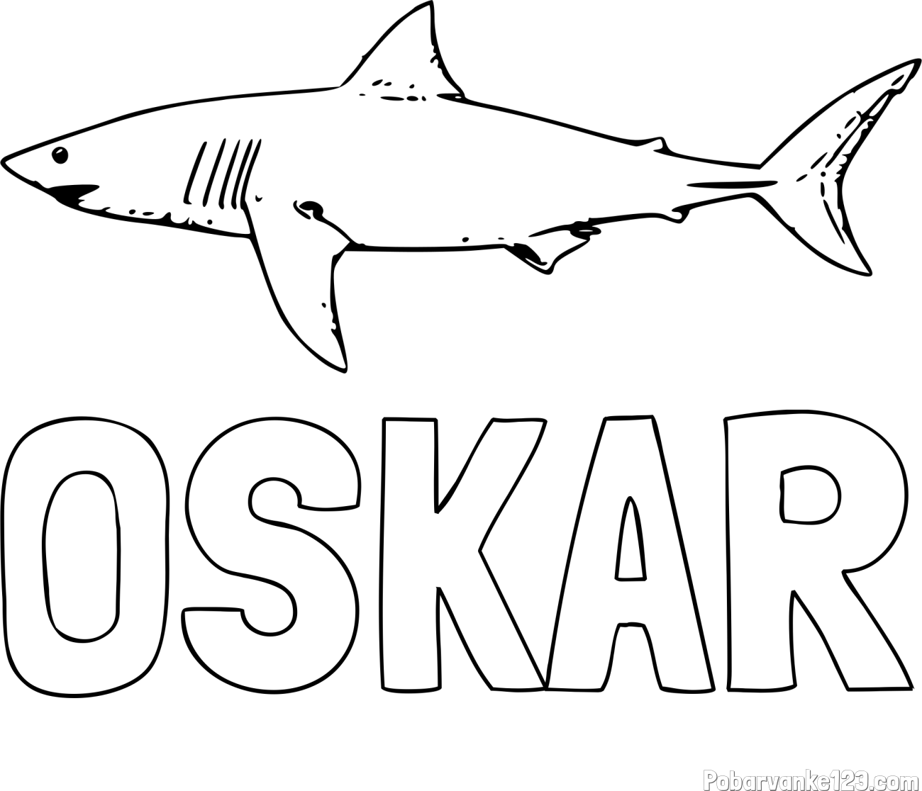 Pobarvanka imena OSKAR in pobarvanka morskega psa