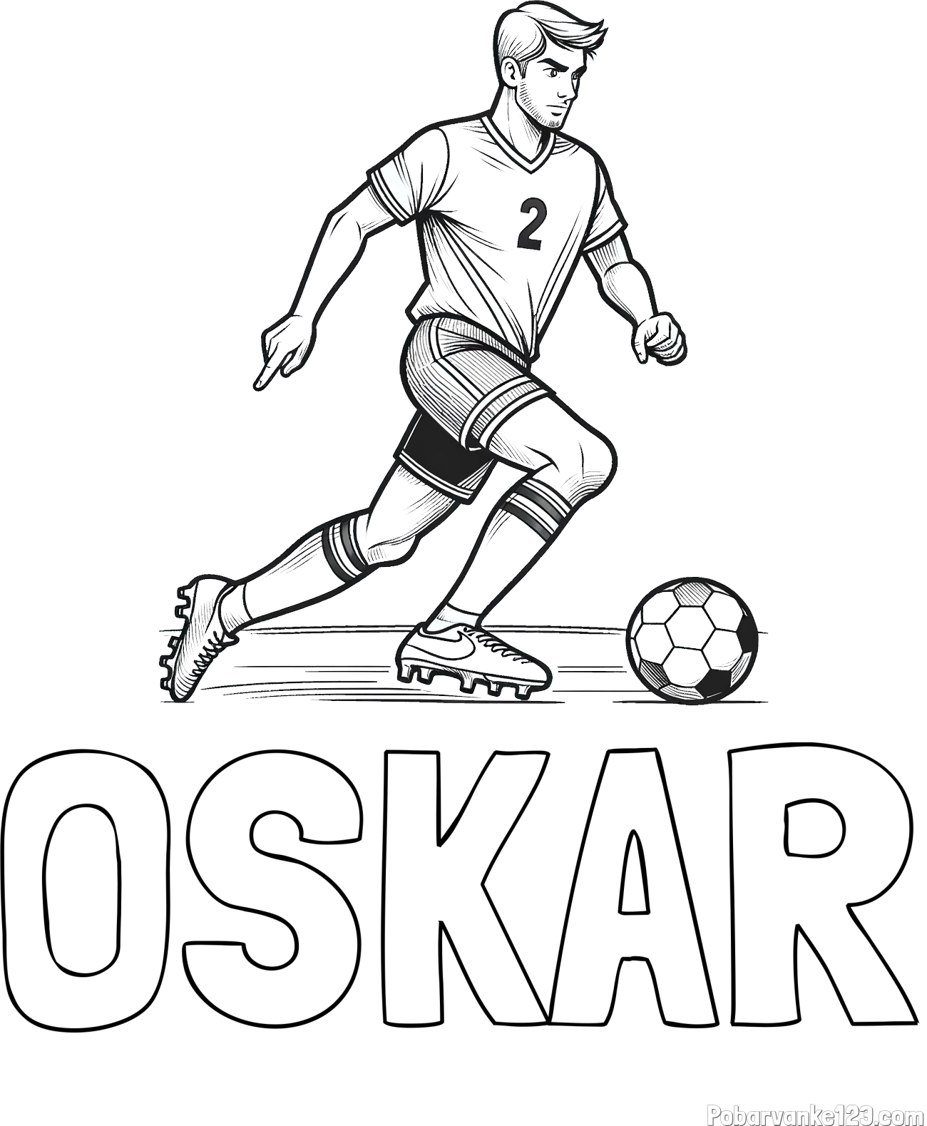 Pobarvanka imena OSKAR in pobarvanka nogometaša