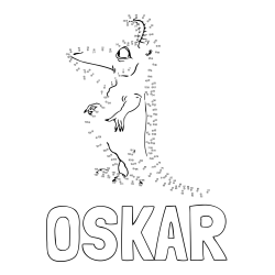 Online izdelana pobarvanka - Pobarvanka imena OSKAR in pobarvanka pošasti - poveži številke