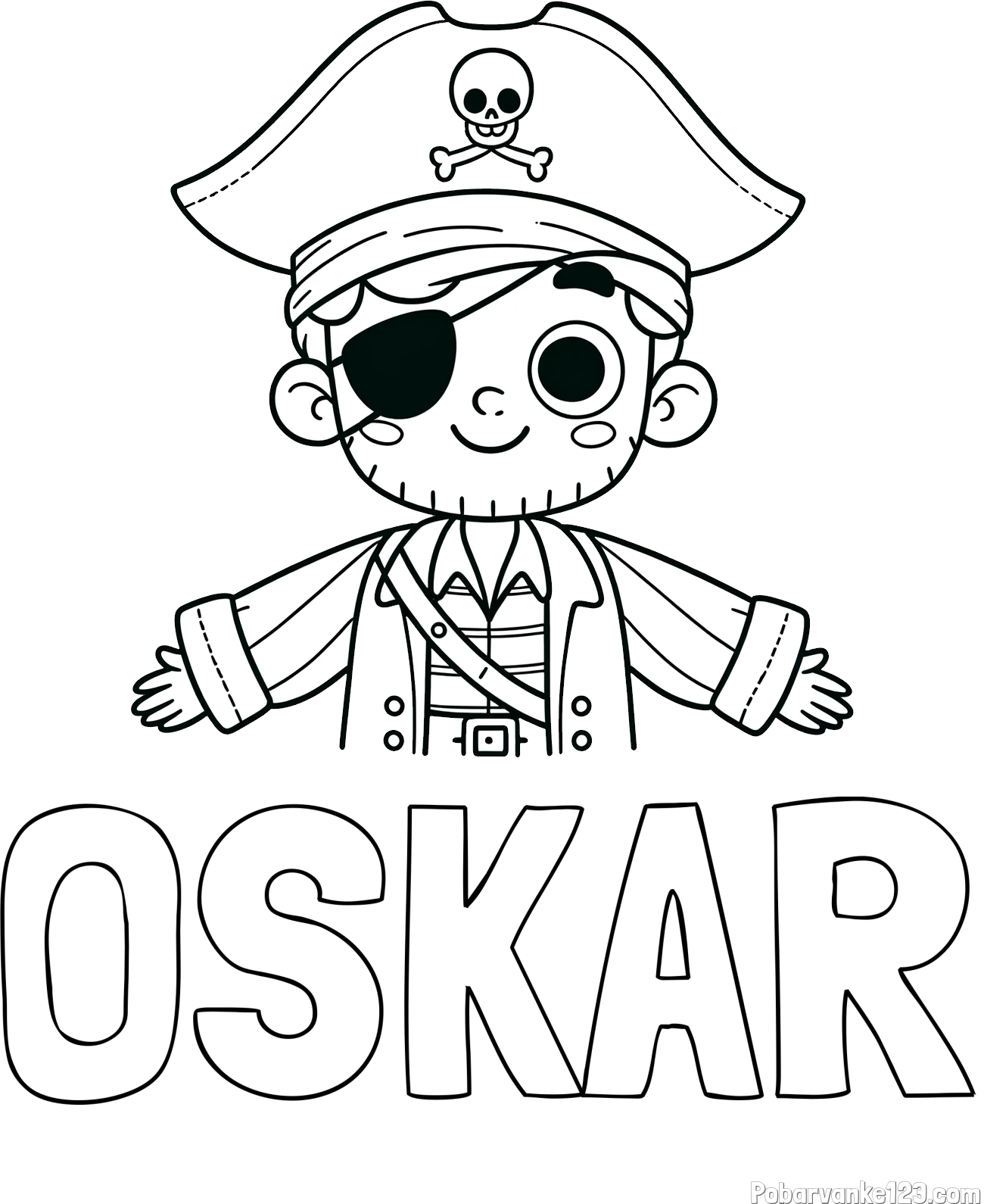 Pobarvanka imena OSKAR in pobarvanka prijaznega gusarja