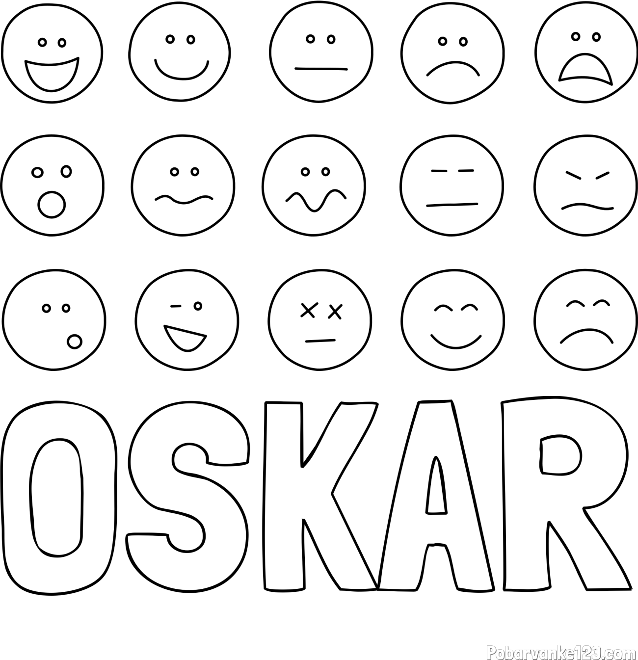 Pobarvanka imena OSKAR in pobarvanka smeškov