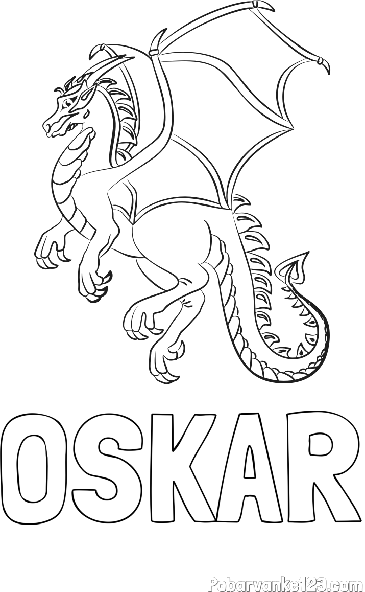Pobarvanka imena OSKAR in pobarvanka strašnega zmaja