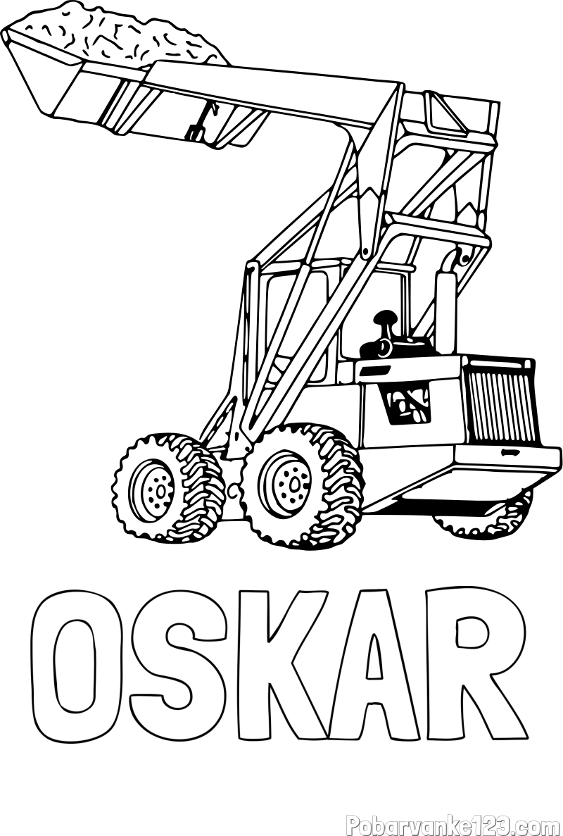 Pobarvanka imena OSKAR in pobarvanka velikega traktorja