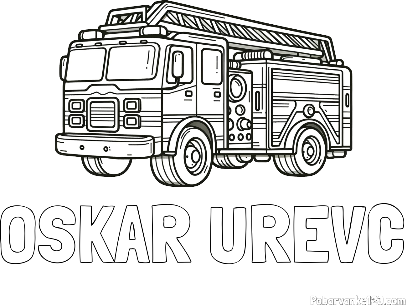 Pobarvanka imena OSKAR UREVC in pobarvanka gasilskega avta z veliko podrobnostmi
