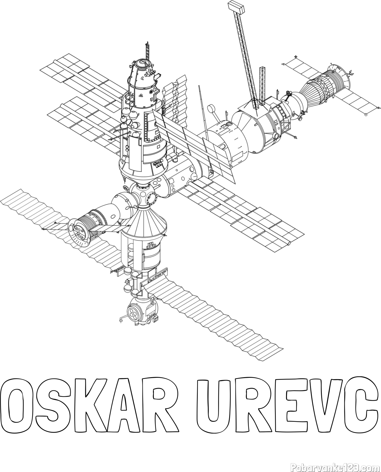 Pobarvanka imena OSKAR UREVC in pobarvanka vesoljske postaje MIR iz leta 1994