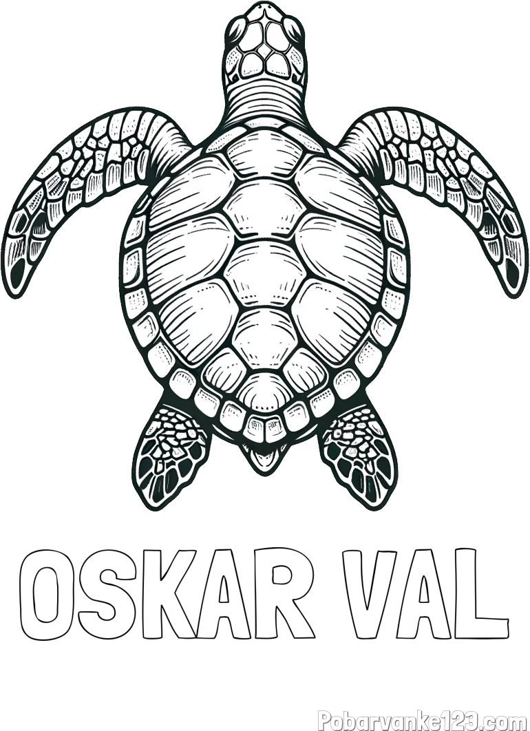 Pobarvanka imena OSKAR VAL in enostavna pobarvanka želve