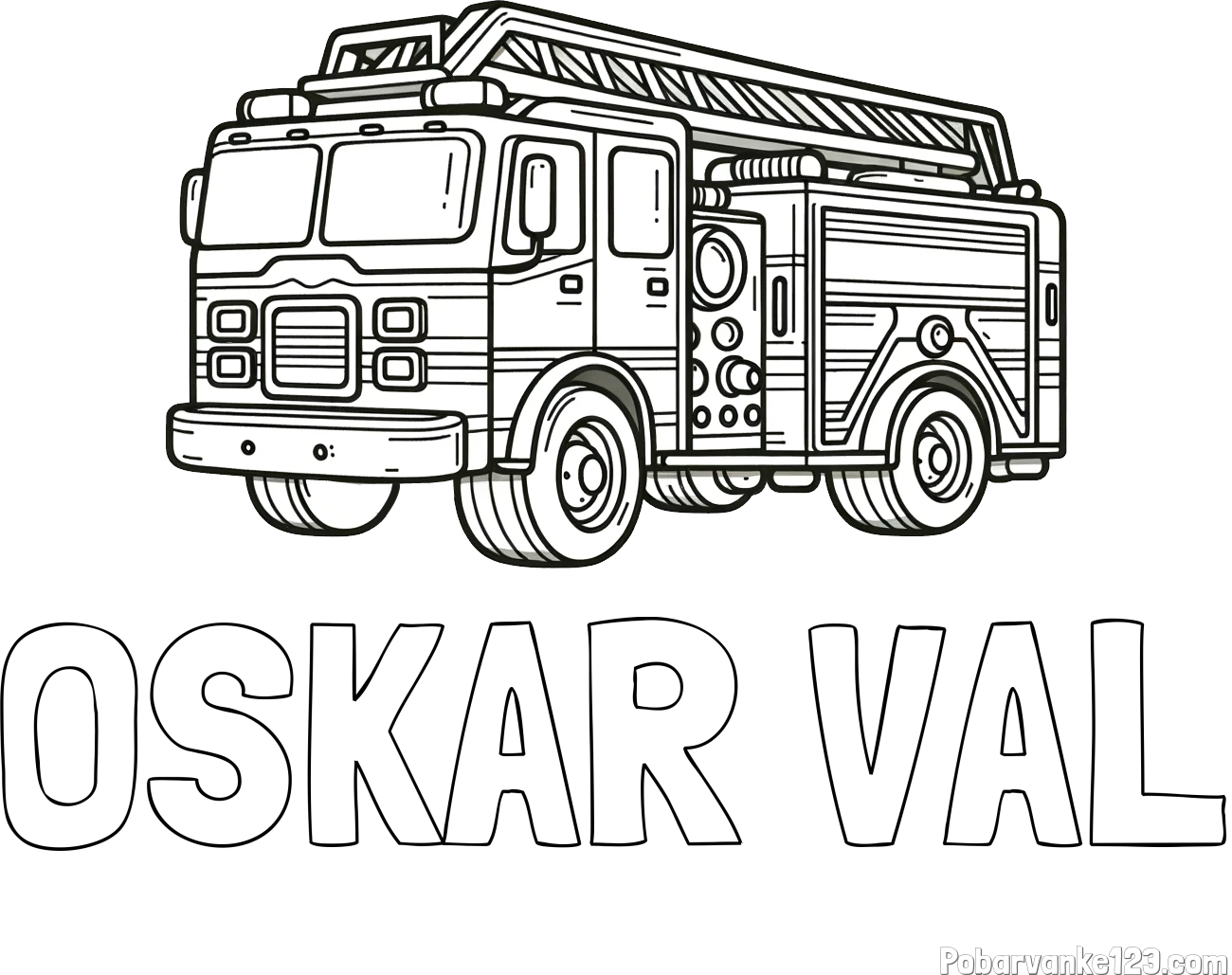 Pobarvanka imena OSKAR VAL in pobarvanka gasilskega avta z veliko podrobnostmi