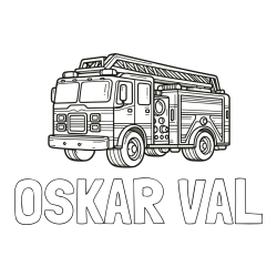 Online izdelana pobarvanka - Pobarvanka imena OSKAR VAL in pobarvanka gasilskega avta z veliko podrobnostmi