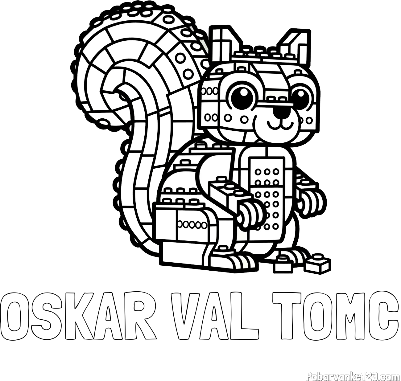 Pobarvanka imena OSKAR VAL TOMC in pobarvanka LEGO veverice