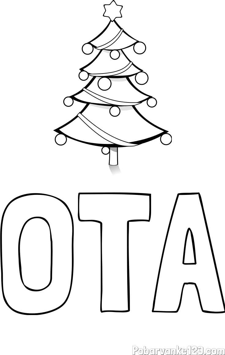 Pobarvanka imena OTA in božična smreka