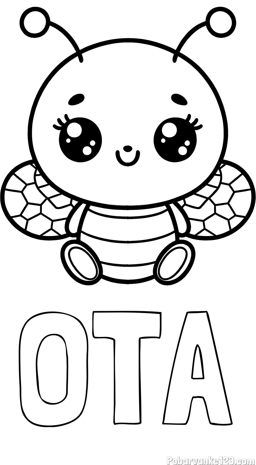 Pobarvanka imena OTA in otroška pobarvanka ljubke čebele