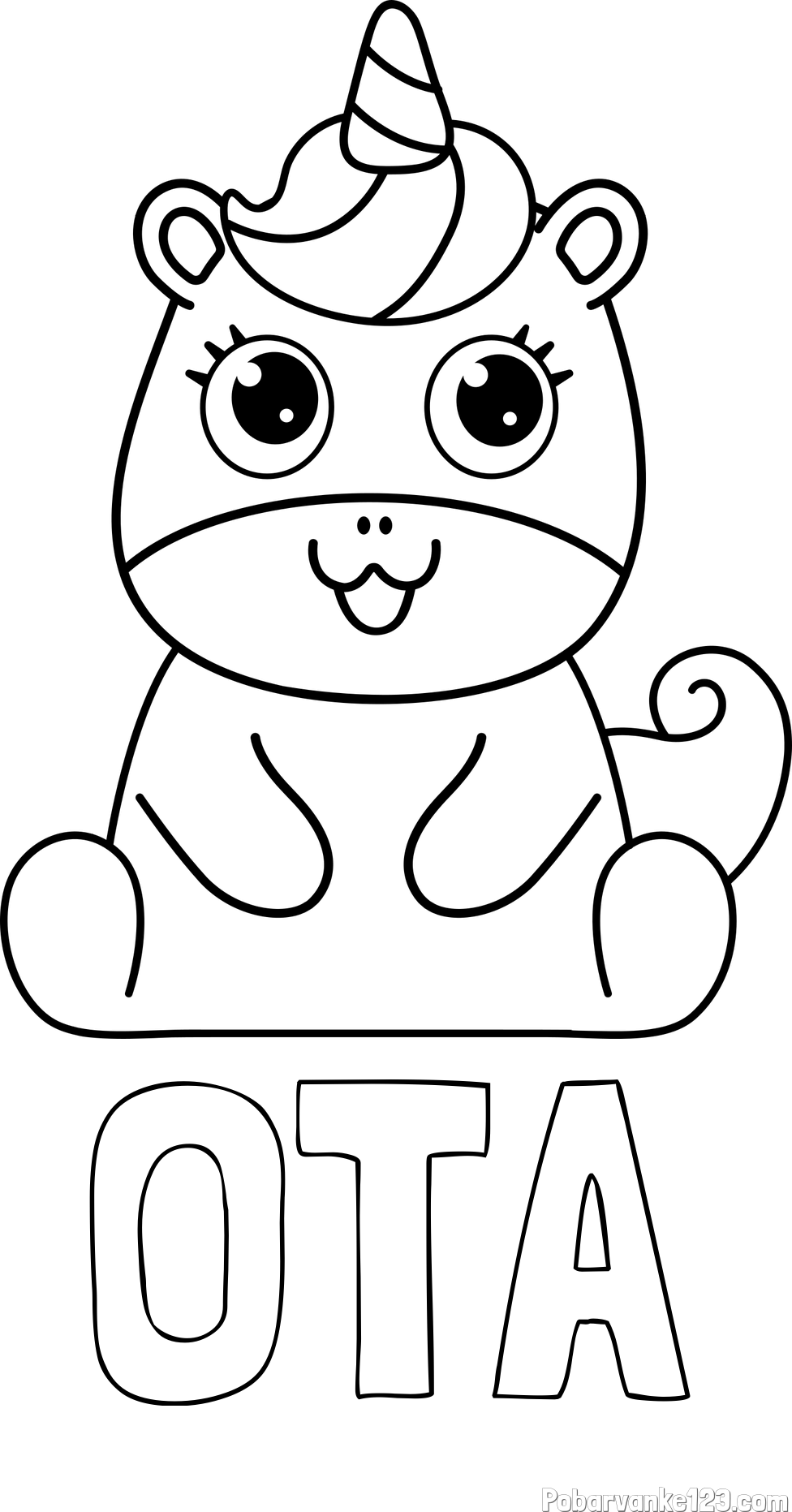 Pobarvanka imena OTA in pobarvanka čudovitega samoroga Unicorn