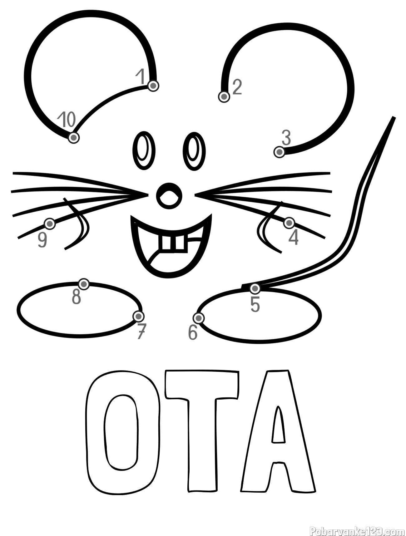 Pobarvanka imena OTA in pobarvanka poveži številke - ljubka miška