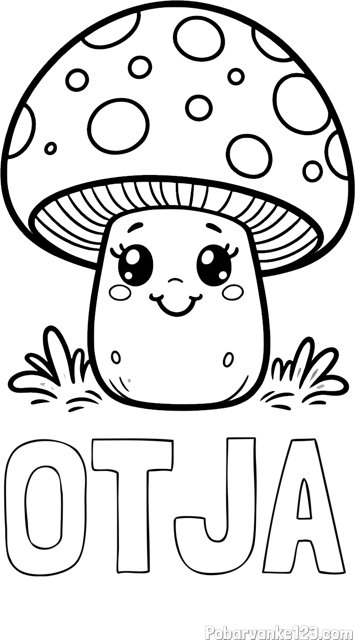 Pobarvanka imena OTJA in pobarvanka ljubke gobe