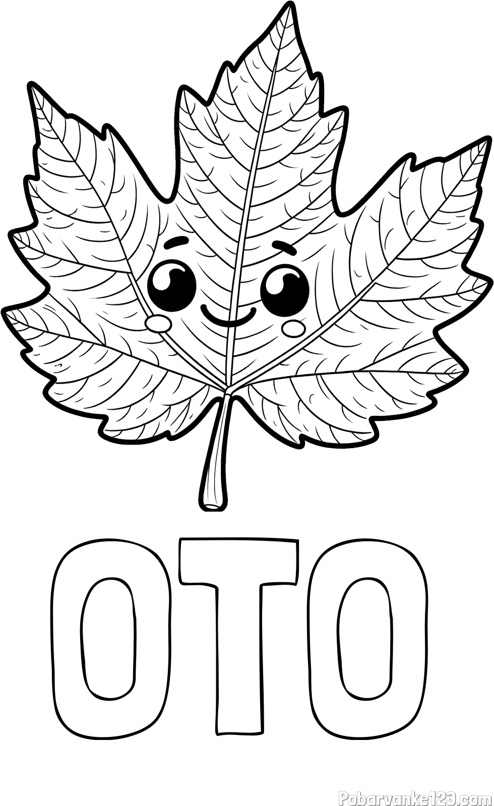 Pobarvanka imena OTO in otroška pobarvanka nasmejanega lista