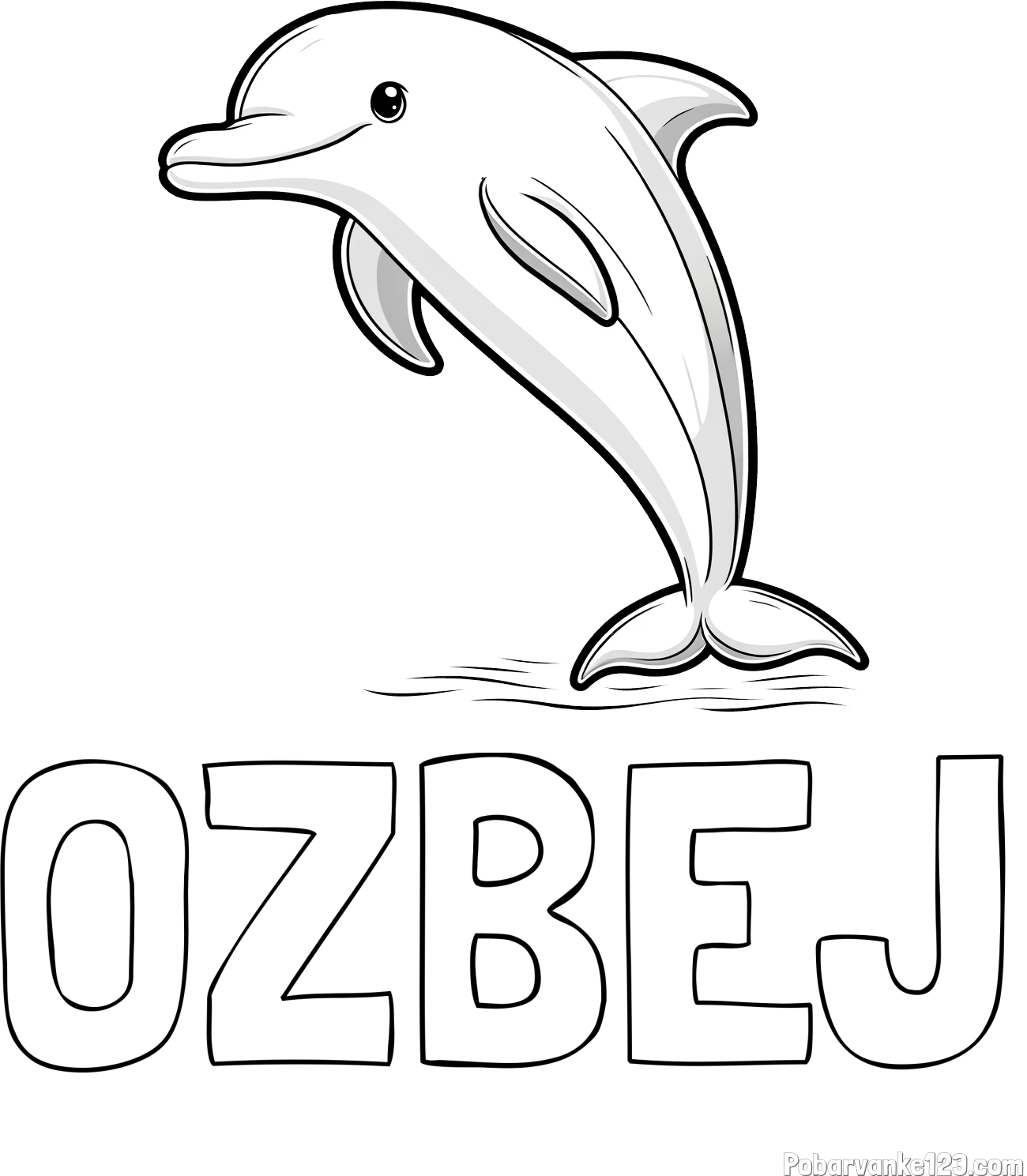 Pobarvanka imena OŽBEJ in pobarvanka delfina