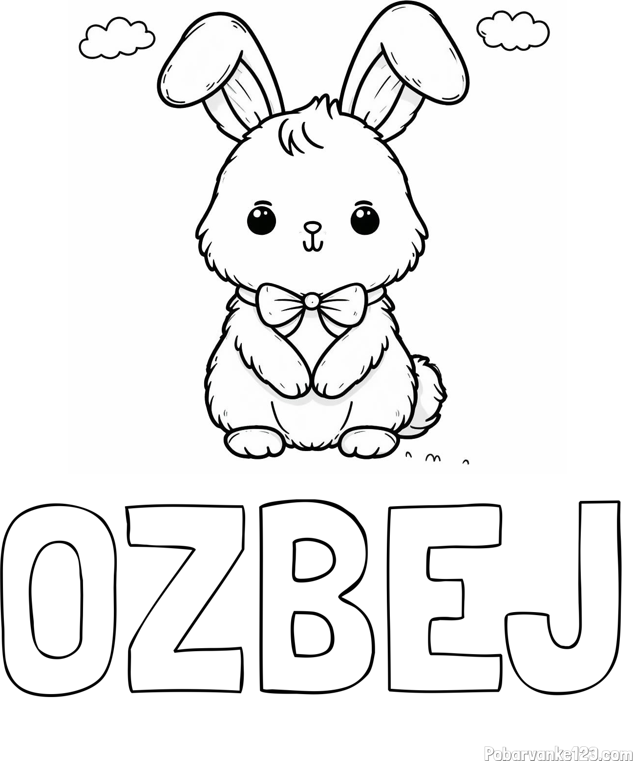 Pobarvanka imena OŽBEJ in pobarvanka prikupnega zajčka