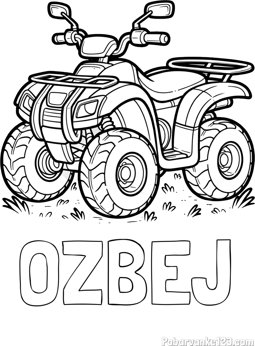 Pobarvanka imena OŽBEJ in pobarvanka velikega štirikolesnika