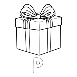 Online izdelana pobarvanka - Pobarvanka imena P in pobarvanka darila s pentljo