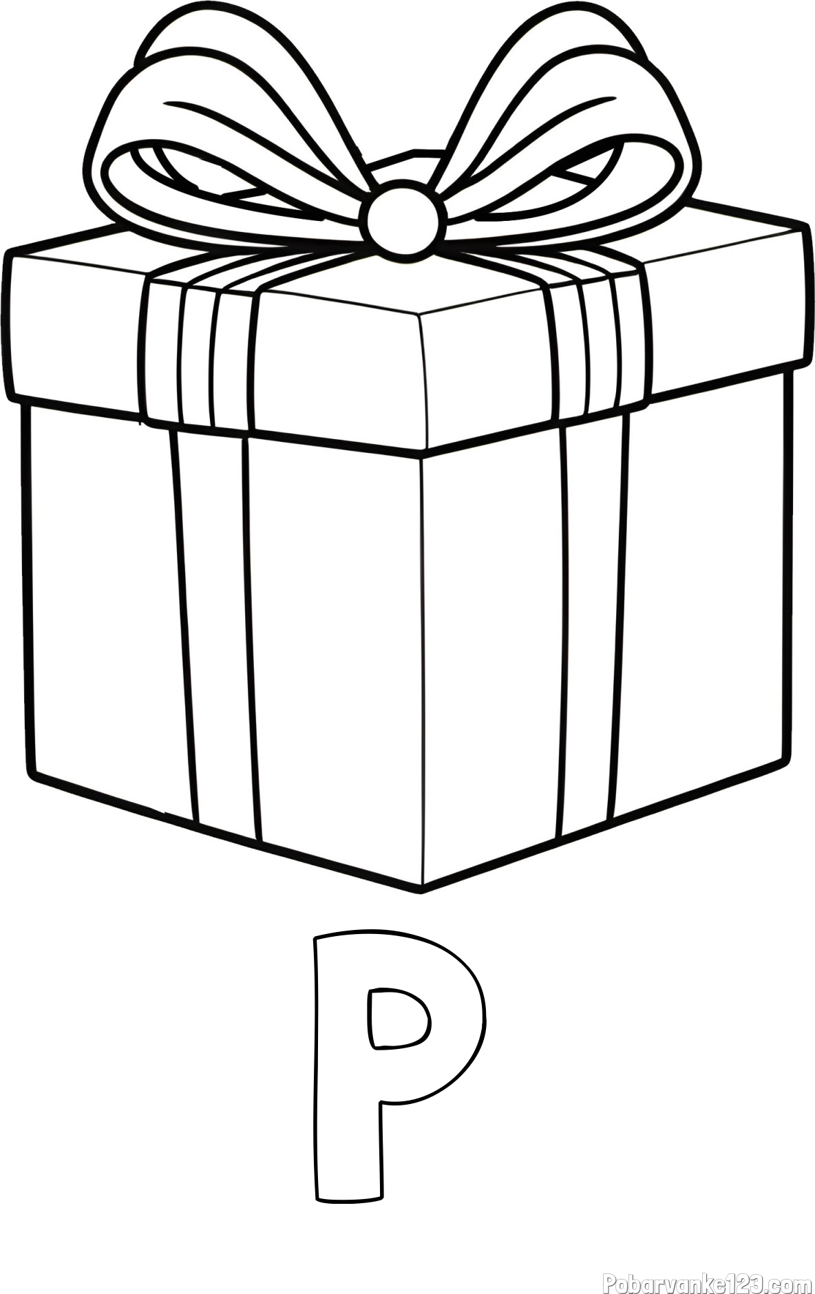 Pobarvanka imena P in pobarvanka darila s pentljo