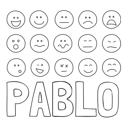 Pobarvanka imena PABLO in pobarvanka smeškov