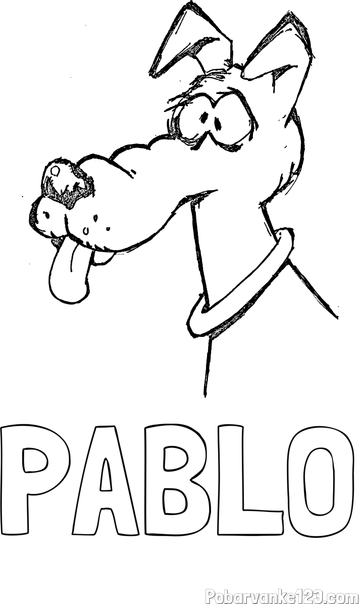 Pobarvanka imena PABLO in pobarvanka smešnega kužka