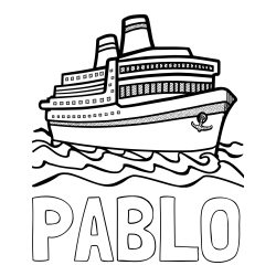 Online izdelana pobarvanka - Pobarvanka imena PABLO in pobarvanka velike potniške ladje