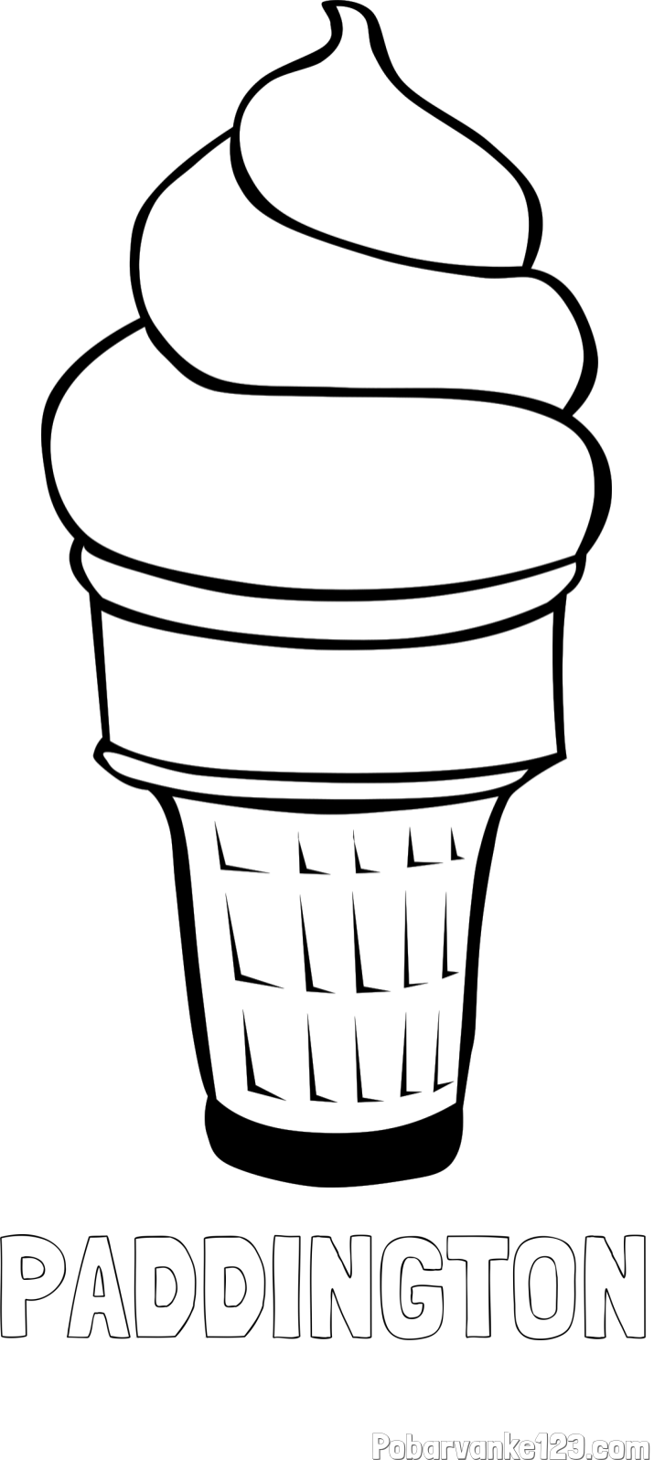 Pobarvanka imena PADDINGTON in pobarvanka sladoled