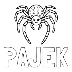 Online izdelana pobarvanka - Pobarvanka imena PAJEK in pobarvanka veselega pajka
