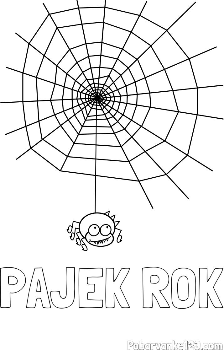 Pobarvanka imena PAJEK ROK in pobarvanka pajkove mreže ter pajka