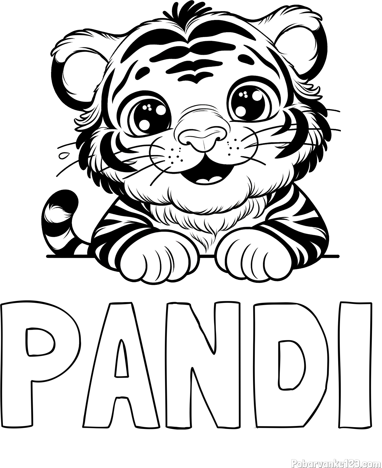 Pobarvanka imena PANDI in pobarvanka tigrček