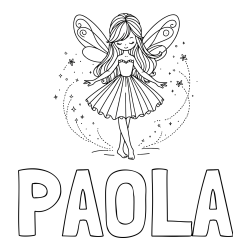 Online izdelana pobarvanka - Pobarvanka imena PAOLA in pobarvanka ljubke čarobne vile