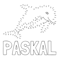 Online izdelana pobarvanka - Pobarvanka imena PASKAL in pobarvanka delfina - poveži številke