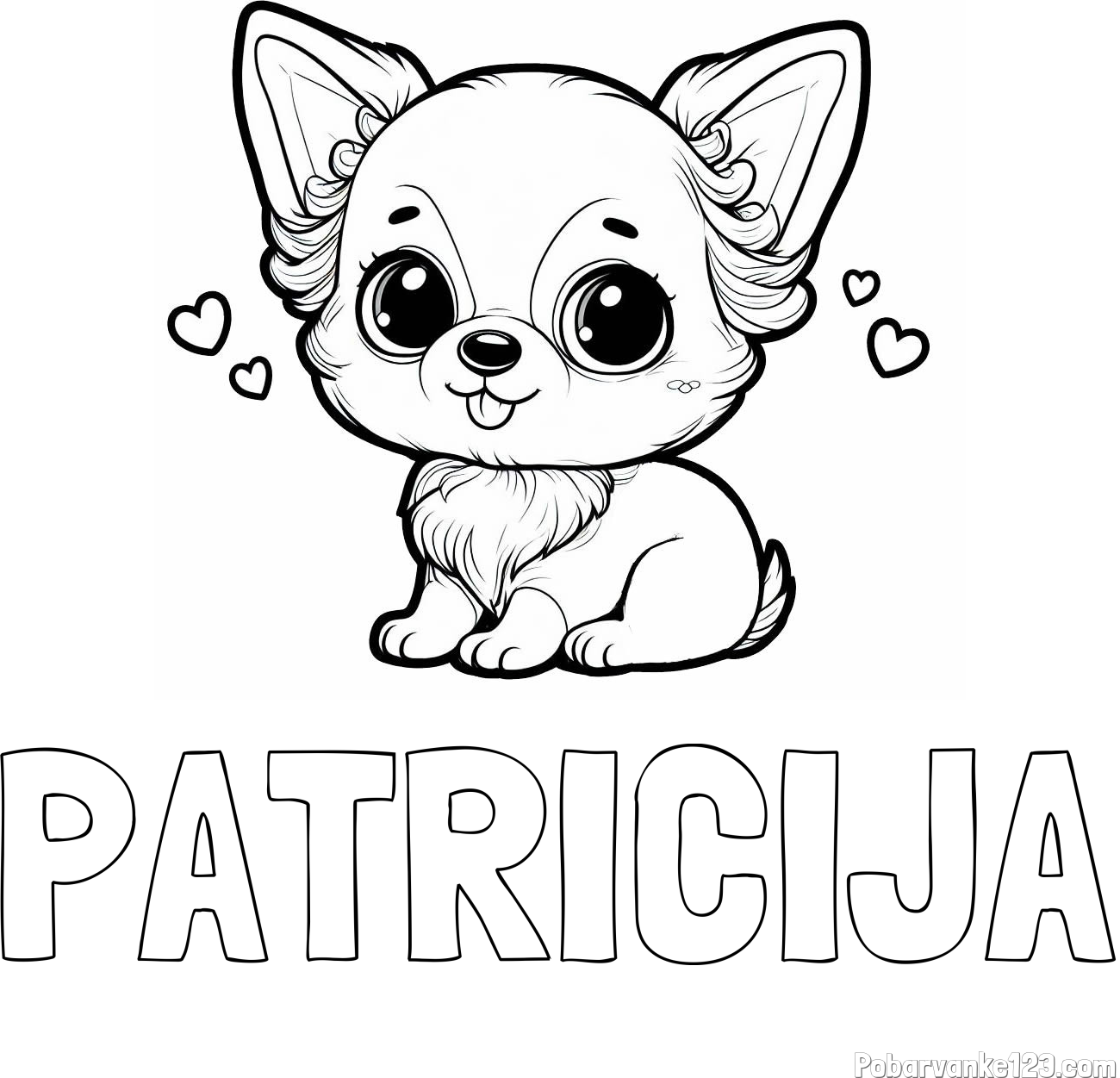 Pobarvanka imena PATRICIJA in pobarvanka čivave