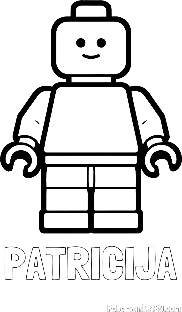 Pobarvanka imena PATRICIJA in pobarvanka LEGO figurice fanta