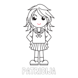 Online izdelana pobarvanka - Pobarvanka imena PATRICIJA in pobarvanka šolarke
