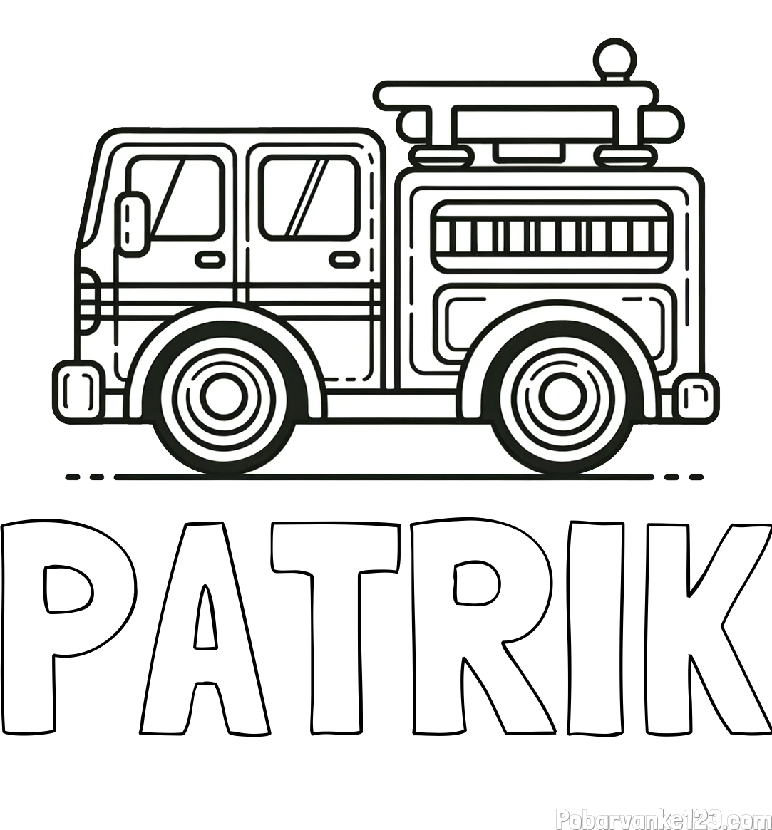 Pobarvanka imena PATRIK in lepa pobarvnak gasilskega avta